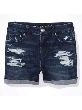 AE - MIDI Distressed Denim Shorts